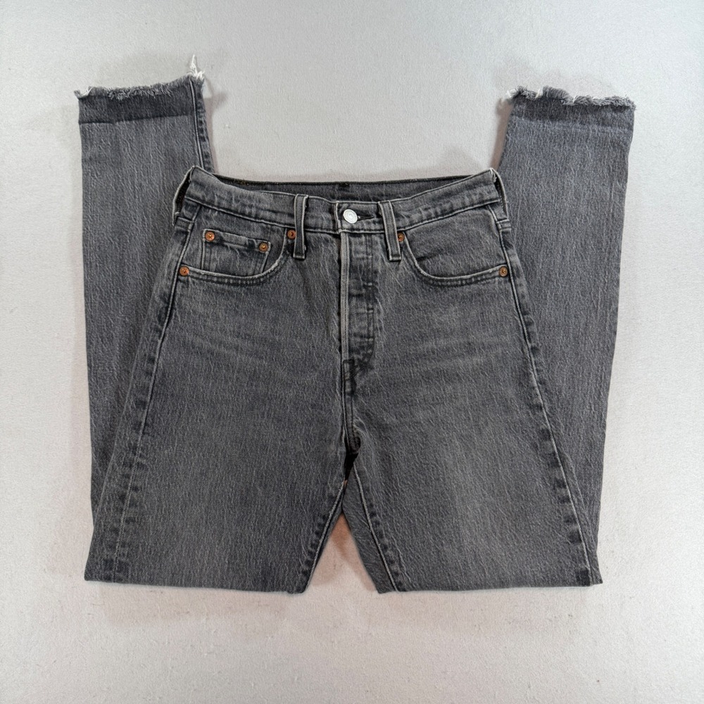 Levi's 501 Skinny Jeans Women's 26 Charcoal Gray High Rise Raw Hem